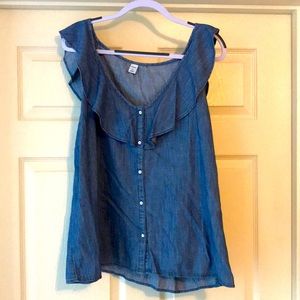 Old navy blue Jean blouse XXL